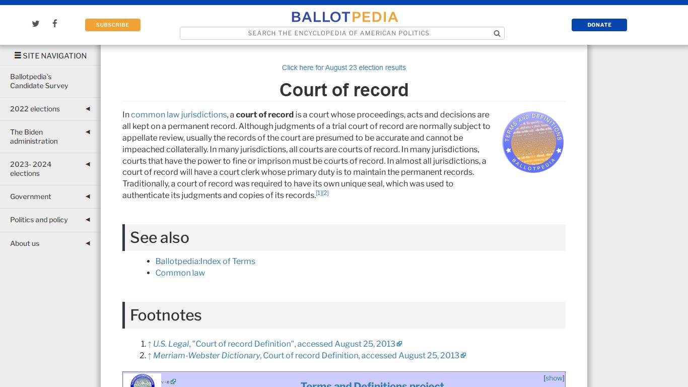 Court of record - Ballotpedia