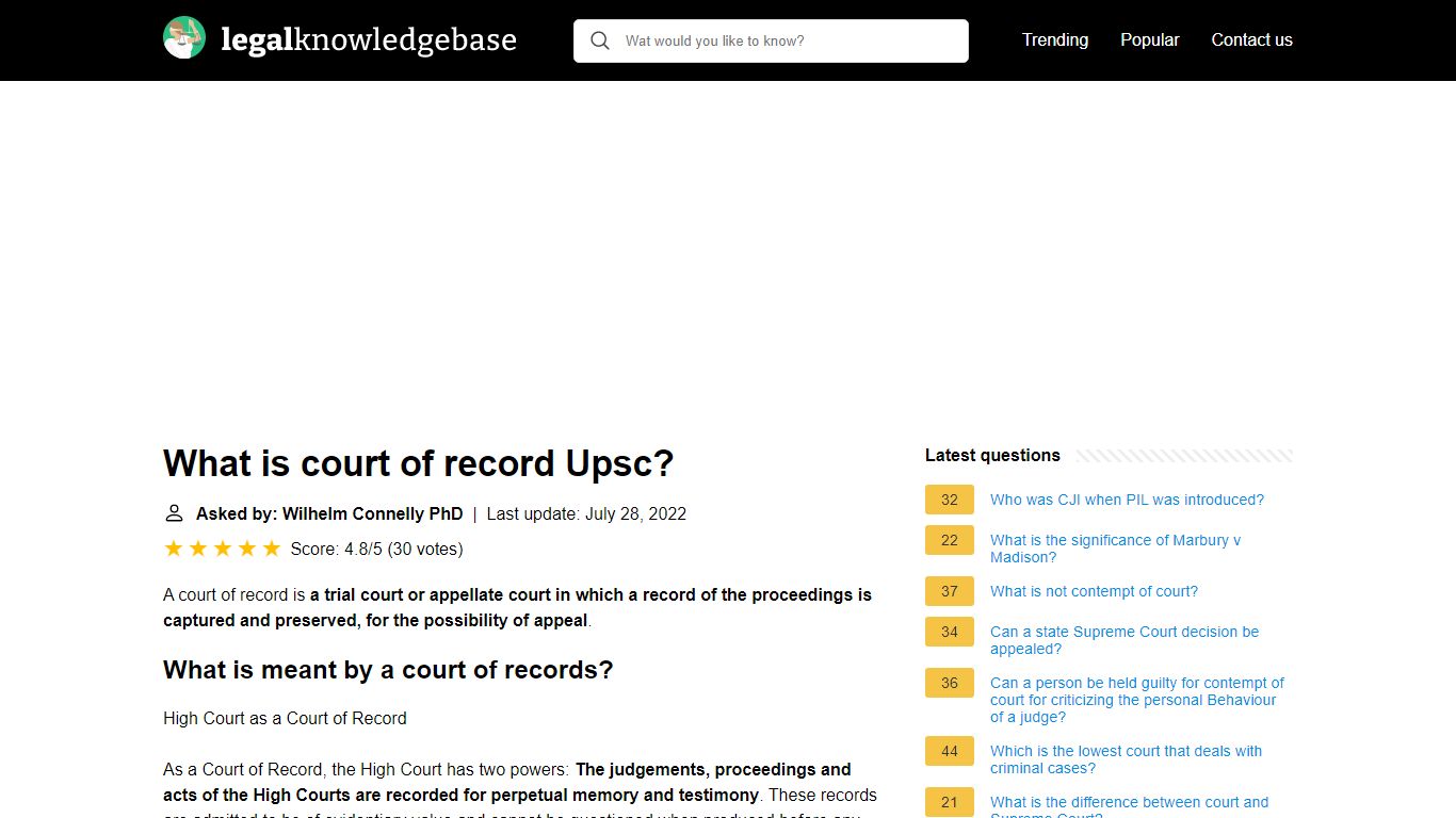 What is court of record Upsc? - legalknowledgebase.com